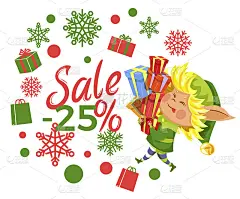 明信片精灵和25%的宣传矢量