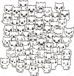 猫,狗,绘画插图,式样,可爱的,轮廓,创造力,书,纺织品,装饰