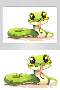 AI数字艺术蛇年可爱小青蛇插画