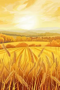 金色麦田立秋手绘主题