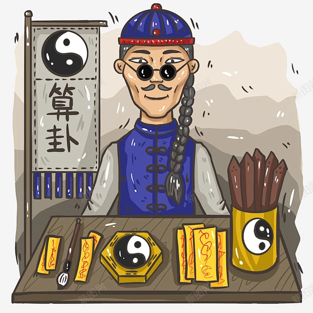 手算命卜卦占卜算卦 创意素材图片_插画图片素材-花瓣网
