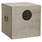 Chinese Wooden Storage Trunk, Square - Grey