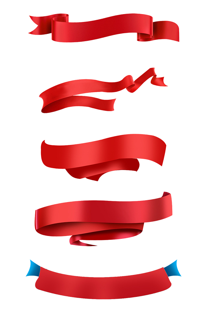 红色的飘彩带丝带促销标签标题框文本框