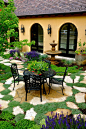 A Caterina Fountain in a Tuscan styled patio.  http://www.waterfountainpros.com/caterina-fountain.html
