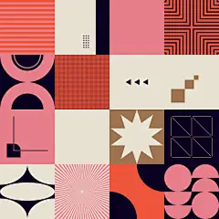 世纪中叶抽象向量图案设计 - 设计背景 幅插画档、美工图案、卡通及图标