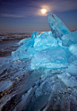 Ice & Moon, Lake Baikal, Russia.