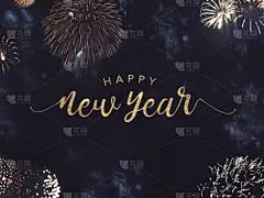 夜晚,焰火,新年前夕,黄金,文字,天空,贺卡,水平画幅,纹理效果,云