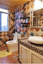 五彩精灵地中海蓝色仿古瓷砖 欧美式卫生间厨房墙砖 浴室防滑地砖-淘宝网