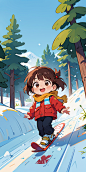 02038-1037023895-1girl,(toddler)2years old,solo,brown hair,snow,scarf,tree,brown eyes,open mouth,smile,flower,outdoors,sky,day,looking at viewer,