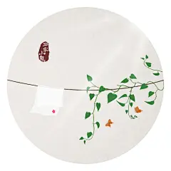 石家小鬼原创古风插画，商用请联系邮箱shijiaxiaogui@qq.com，未经允许严禁商用。二十四节气 燕子 中国风 国画 诗词 扇面 团扇 绿萝