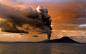 General 3840x2400 volcano landscape clouds sunset sea eruption smoke