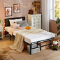 Amazon.com: Alecono Twin Bed Frame for Kids with Wooden Headboard, Non-Slip Sturdy Steel Bed Platform Mattress Base, No Box Box Required, for Boys Girls Teens, Black : Everything Else