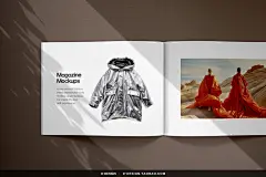 6款横版A4画册杂志手册封面内页设计作品展示效果图ps样机素材
