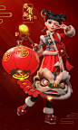 这是我们项目Dress Up Time Princess的新年贺卡图，脸部模型由我的同事蒋宇恒制作。https://www.artstation.com/jonvong-yuheng
我负责其他部分的制作与渲染，祝贺大家新春快乐！ 牛年大吉！！