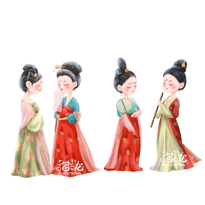 【喵九匠】人物小像——唐朝侍女_喵九匠_...