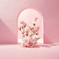 A clean pink background, arches, many light roses, the overall color is light pink, fresh, photography, maximum resolution, maximum perfectionism, realistic composition, professional photography, skilled technology, best quality, perfect results, best cla