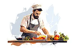 厨师餐饮美食制作扁平风插画