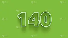 绿色3d数字140孤立的绿色背景优惠券140 3d数字渲染折扣收集为您独特的销售海报，横幅广告，圣诞