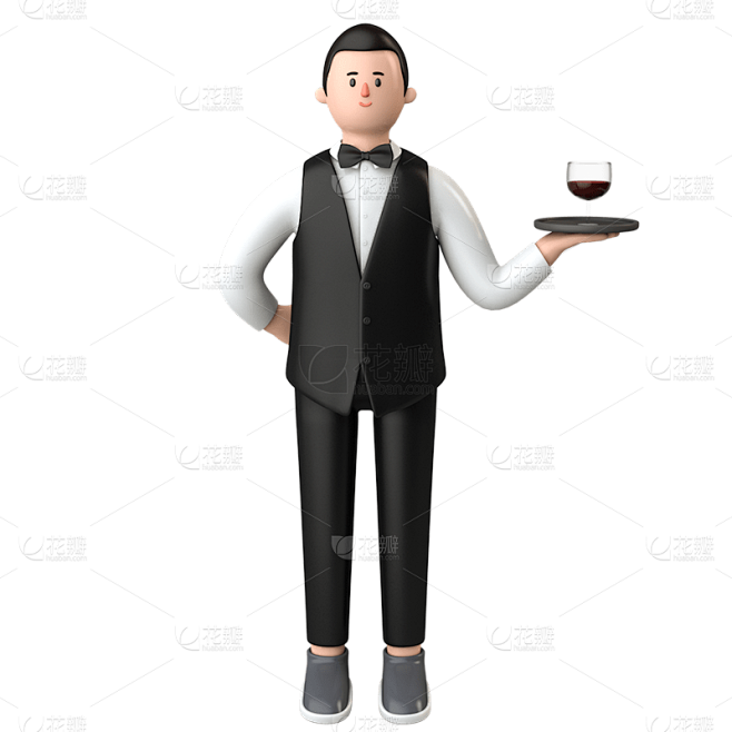 卡通3D服务员职业人物贴纸