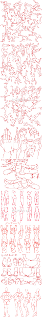 444 动漫线稿素材 P站 基础人体结构手脚动态 草图临摹练习手绘-淘宝网