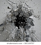 爆炸, 破裂的混凝土墙, 子弹孔, 销毁, 抽象 3d 背景