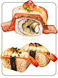 美食日记之寿司合集/procreate美食绘画/