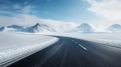 【AI数字艺术】雪山空旷的道路图片下载