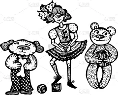 狗,玩具,泰迪熊,举起手,儿童,婴儿,女孩,绘制,布置