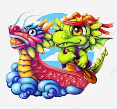 龙舟上的小恐龙高清素材 平面电商 创意素材 png素材