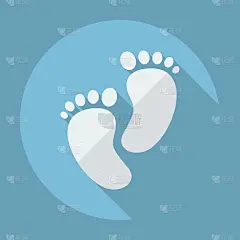 平面现代设计与阴影儿童的足迹