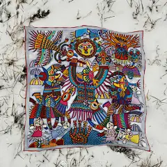 一款真丝小方巾装裱后的效果。尺寸和手绘的原画一摸一样，可以以假乱真了。装裱后也算是一件廉价买来的艺术作品，超值！限量发售！店铺优惠价239（包邮＋丝巾礼盒包装）
详情点击下方链接：
O网页链接
插画超话 ​​​​