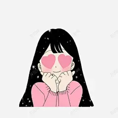 可爱眼冒爱心表情激动的动漫女孩 平面电商 创意素材