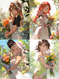 raelynn02_a_cute_girl_holding_a_bouquet_of_flowers_standing_in__0d697378-969d-40e5-a30e-de66ac9d88df