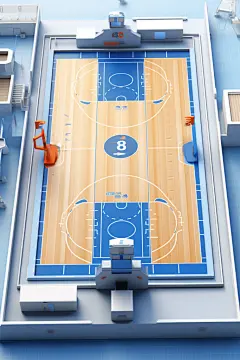 校园投篮运动体育篮球场模型图片