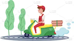 小型摩托车,披萨盒,青年人,商务,食品,迅速,盒子,骑车,服务,递送