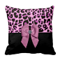 #Zazzle Pink Leopard Print with Bow and Diamond Pillows by elenaind (Elena Indolfi)