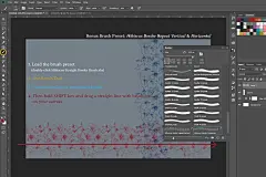 有机芙蓉花线条素描花卉字母插画 Hibiscus Graphics &amp; Alphabets - 设汇