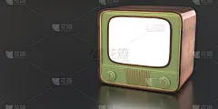 黑色背景的复古旧电视。三维演示