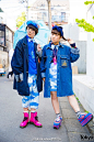 #原宿街拍# Karin和P，搭配：Tempura Kidz’ Karin & P-chan in Harajuku w/ Cloud Print, 6%DOKIDOKI & Candy Stripper O网页链接 ​​​​