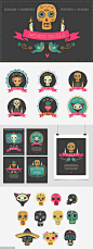 墨西哥骷髅涂鸦民族元素 Mexico -skull doodles elements