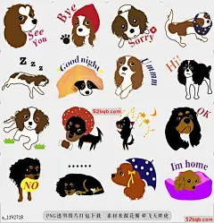 line贴图表情包骑士镇|Cavalier Town 它是贴纸骑士，布伦海姆，三色，黑色和棕褐色，红宝石|It is a Cavalier of Sticker. Blenheim, Tricolor, Black and tan, Ruby@飞天胖虎