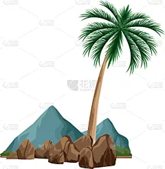 岩石,图标,棕榈树,扁平化设计,华丽的,清新,环境,植物群,枝繁叶茂,自然美