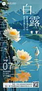 节气祝福旅游出行白露全屏竖版海报AIGC