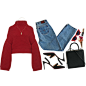 A fashion look from February 2018 featuring red top, high rise jeans and red pumps. Browse and shop related looks.