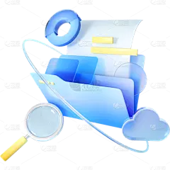 卡通立体文件邮件元素