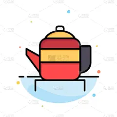 茶,茶壶,彩色图片,计算机图标,平坦的,抽象,饮料,传统