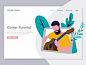 Guitar tutorial illustration for landing page Premium Vector