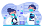 点击图片下载源文件（访问密码：请看画板描述）化学 科学家 实验 研究 插画 插图 化学实验 化学家 人物 场景 科学研究