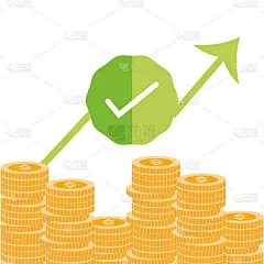在线支付，成堆的硬币利润支票标记，电商市场购物，移动应用
