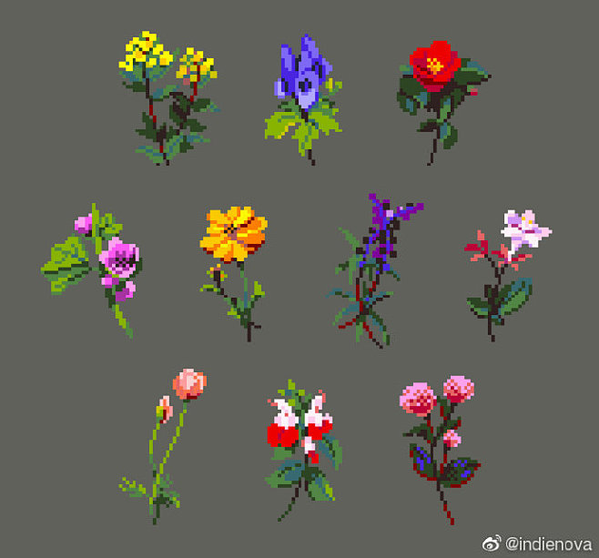 像素图欣赏各种花朵参考twimiyatori67676767